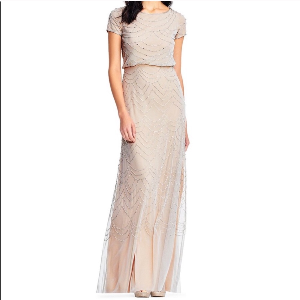 Adrianna Papell Beaded Bluson Gown